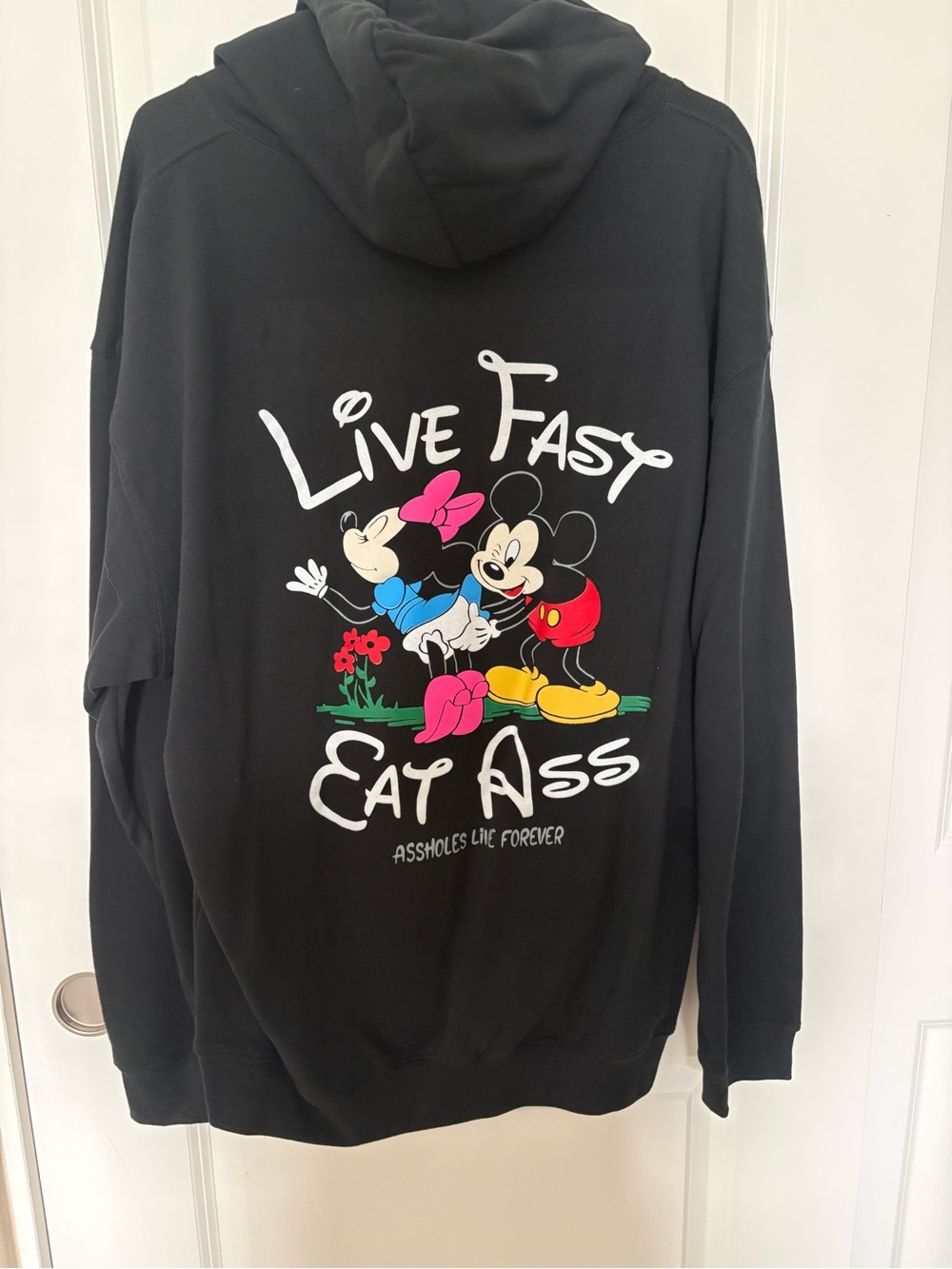 Assholes Live Forever Black Graphic Hoodie Sweatshirt - Live Fast Eat Ass